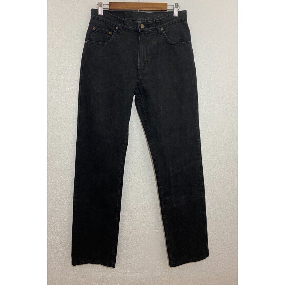 Hero By Wrangler Size W32 L34 Black Denim Jeans Mens Straight Leg 5 Pockets